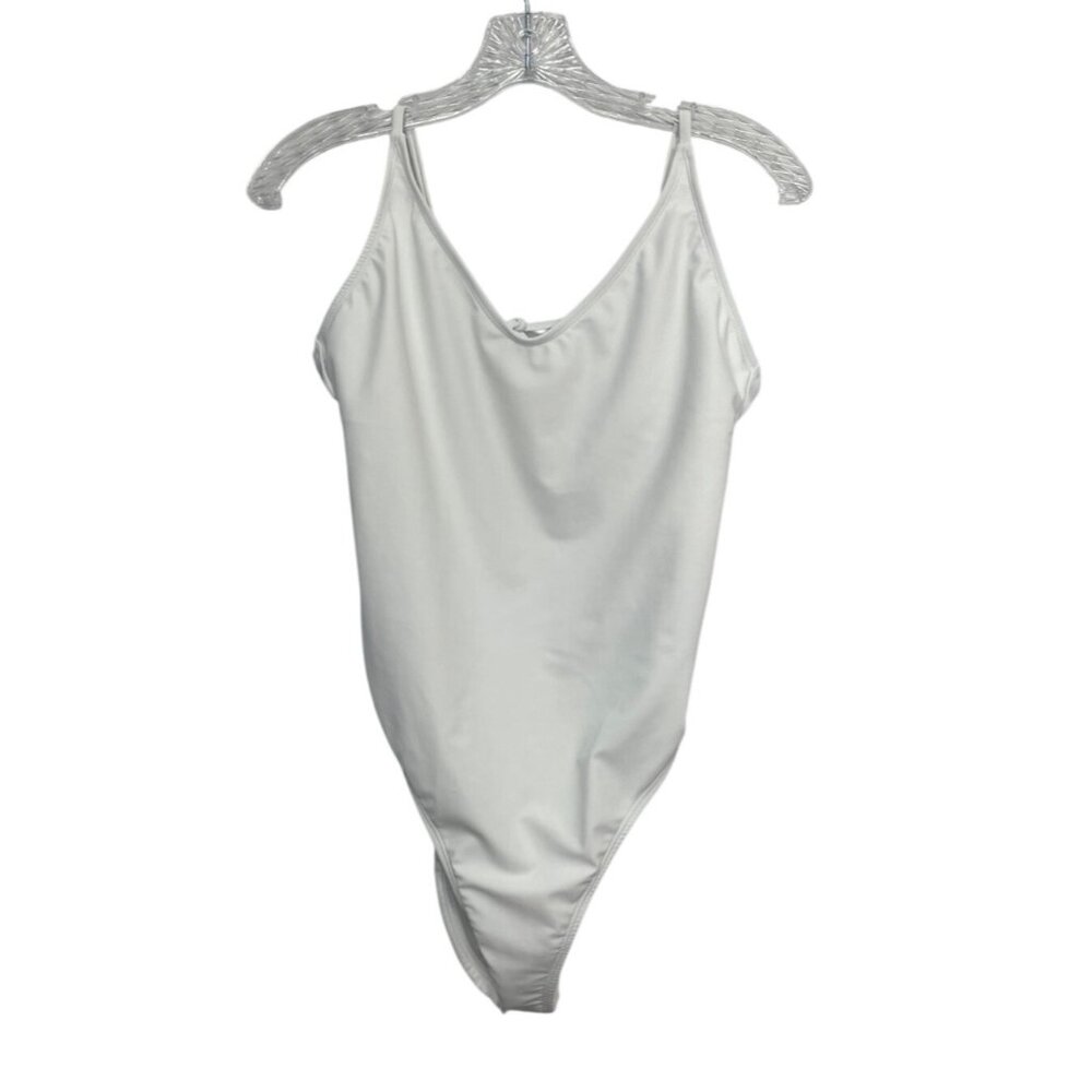 Wild Fable High Leg Extra Cheeky One Piece Swimsuit Large White New Swimwear